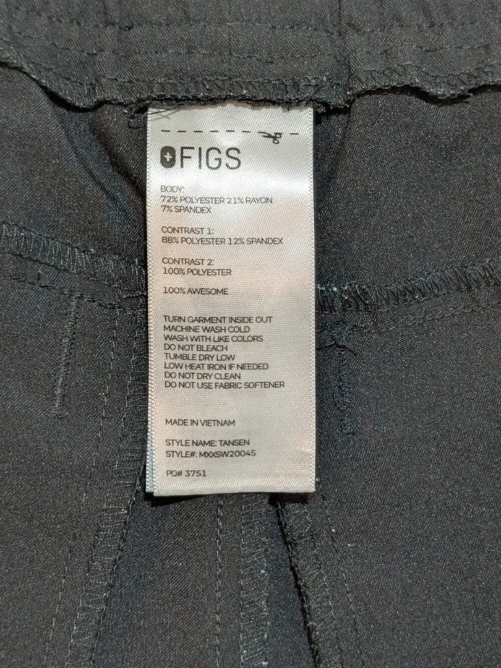 FIGS Tansen Black Technical Scrub Jogger Pants